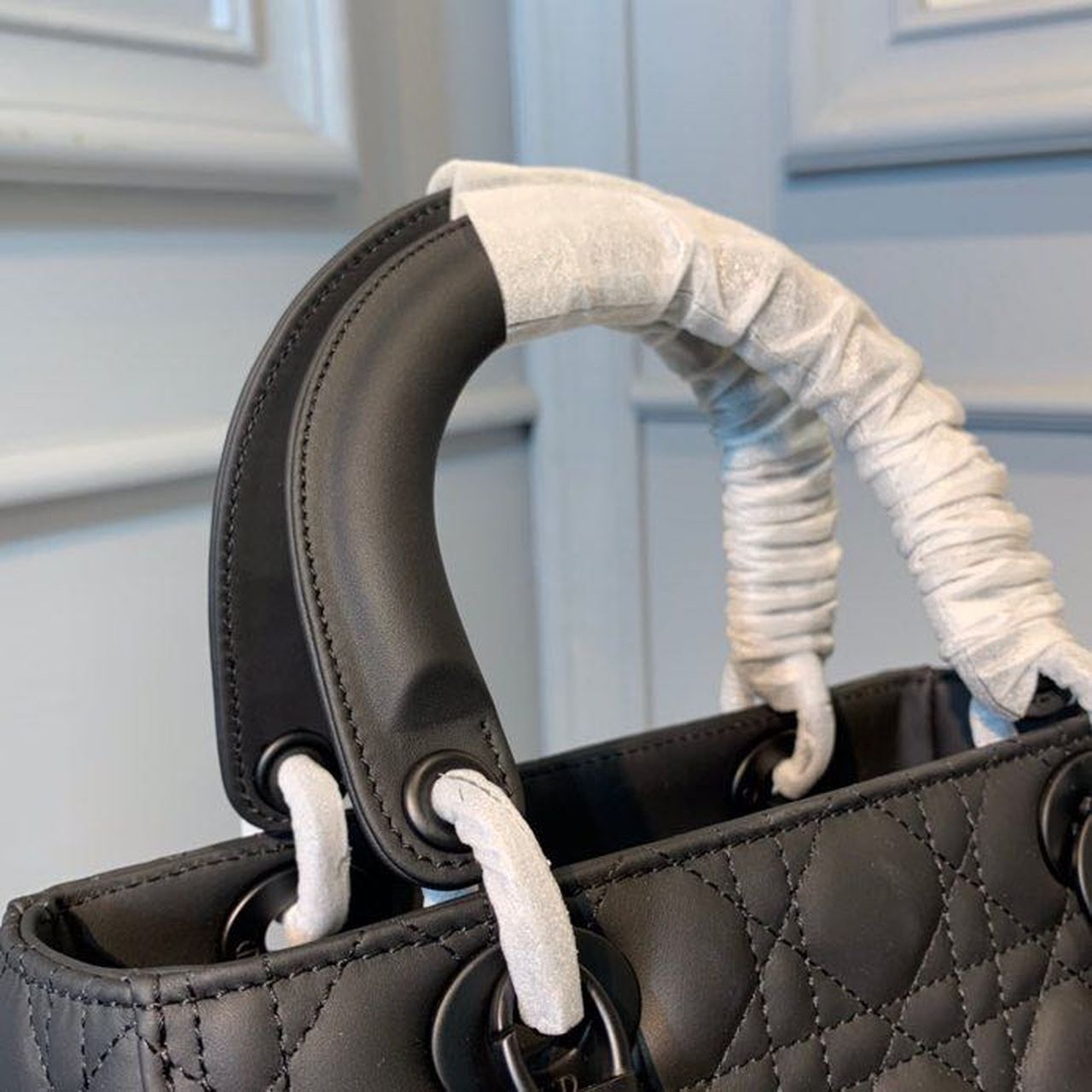 Christian Dior Medium Lady Dior Bag Matte Hardware Black Ultramatte For Women 9.5in/24cm CDSLOI_