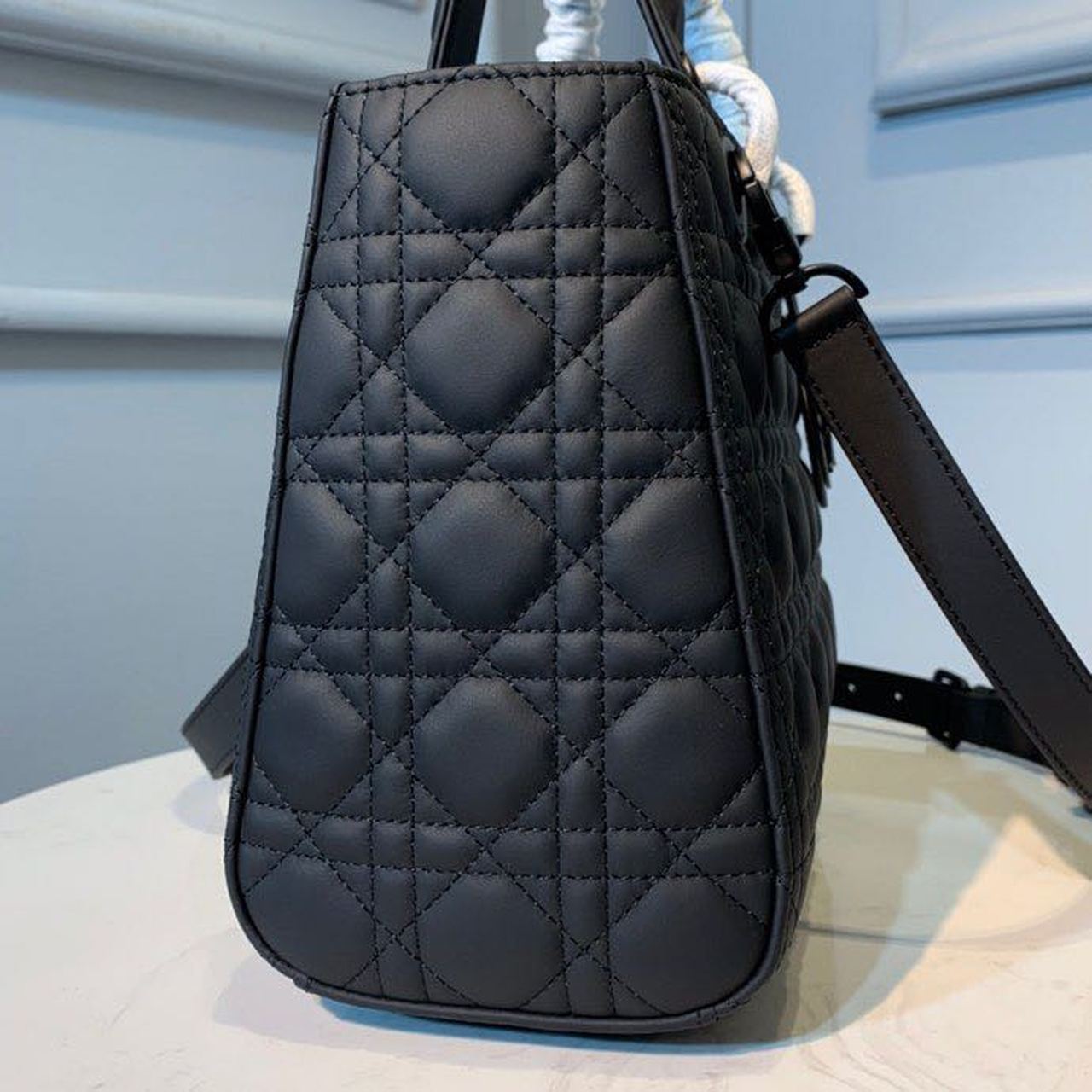 Christian Dior Medium Lady Dior Bag Matte Hardware Black Ultramatte For Women 9.5in/24cm CDSLOI_