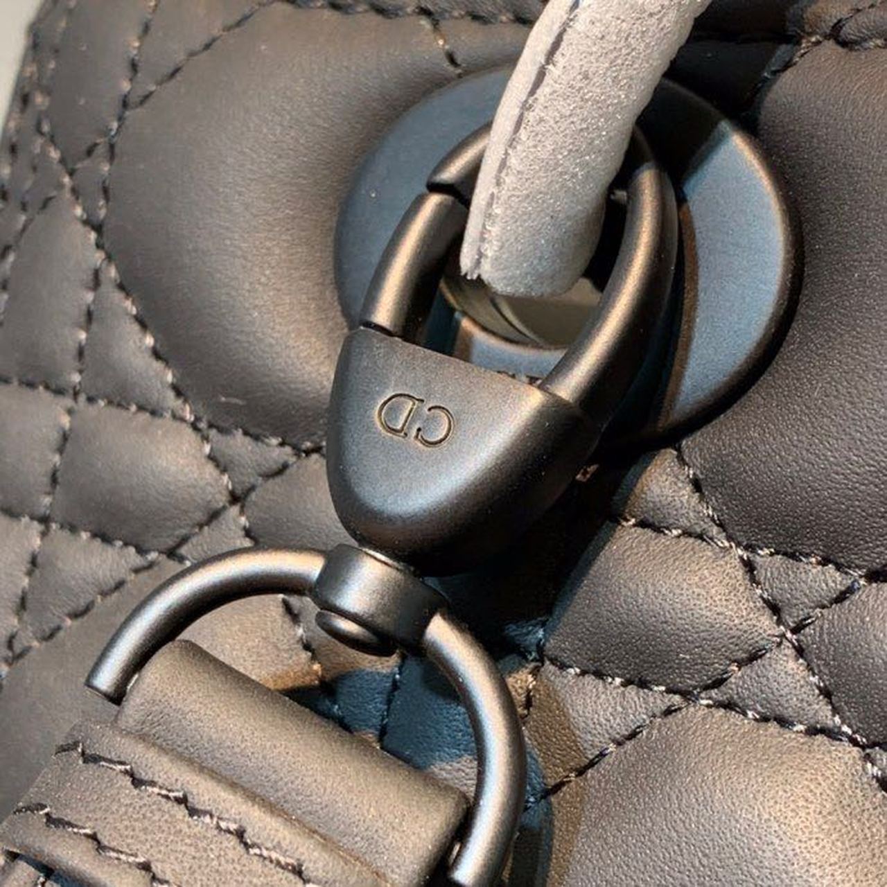 Christian Dior Medium Lady Dior Bag Matte Hardware Black Ultramatte For Women 9.5in/24cm CDSLOI_