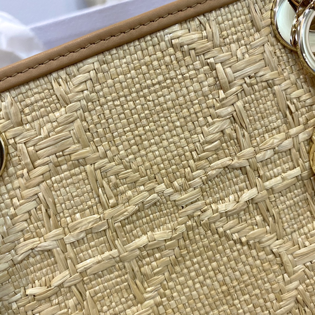 Christian Dior Medium Lady Dior Bag Natural Cannage Raffia, Brown, For Women Women’s Handbags, 24cm CDOMBD_