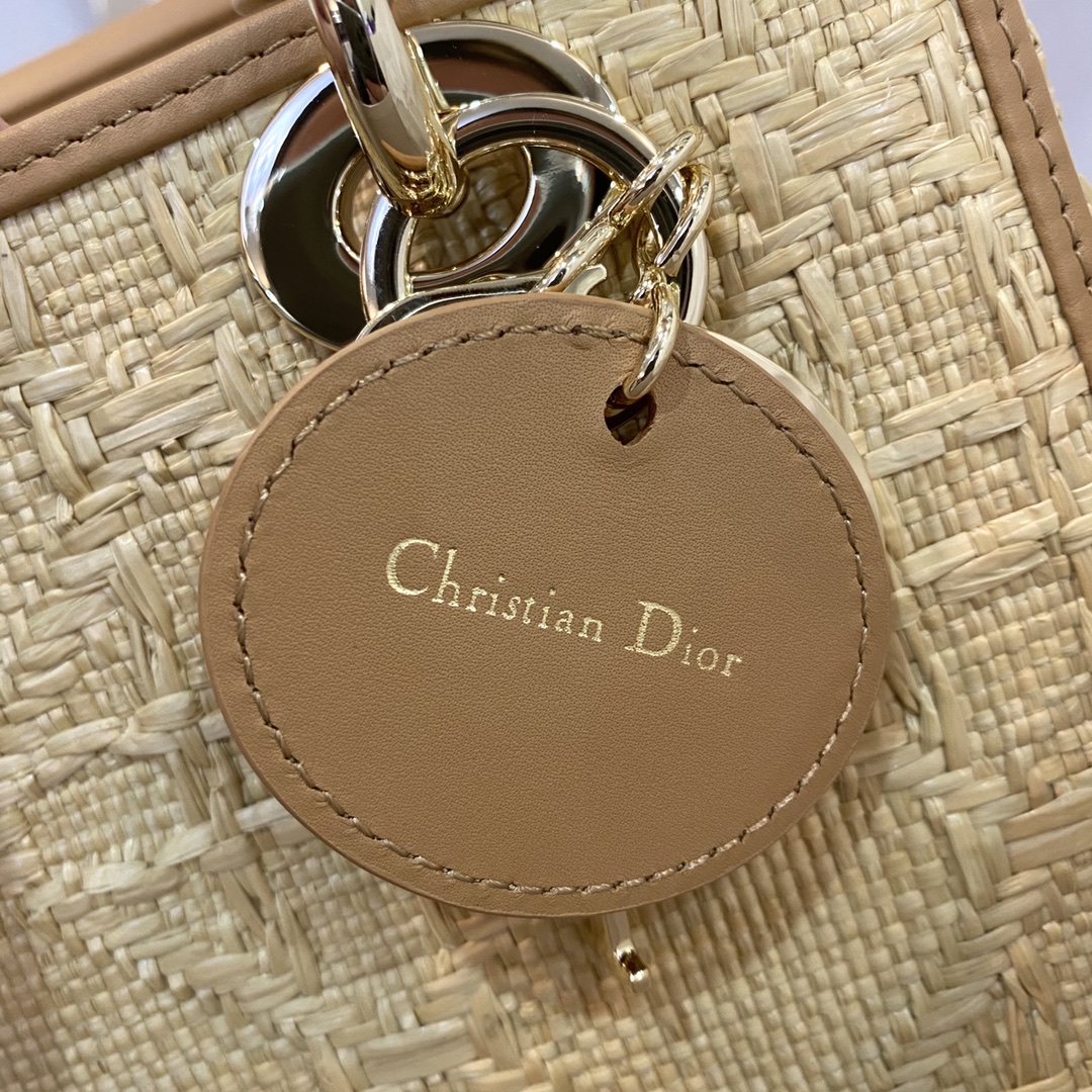 Christian Dior Medium Lady Dior Bag Natural Cannage Raffia, Brown, For Women Women’s Handbags, 24cm CDOMBD_