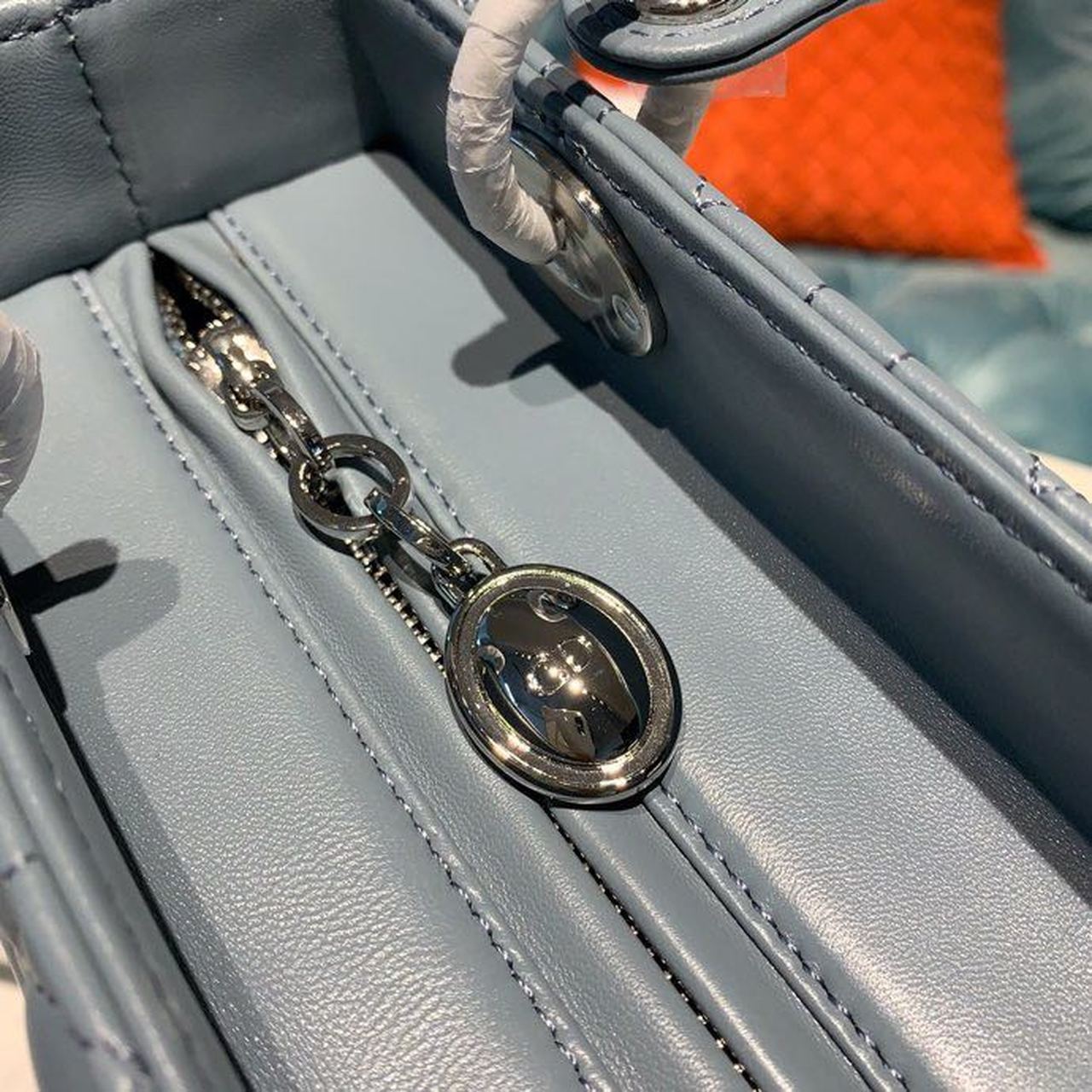 Christian Dior Medium Lady Dior Bag Silver Hardware Cloud Blue For Women 9.5in/24cm CD
