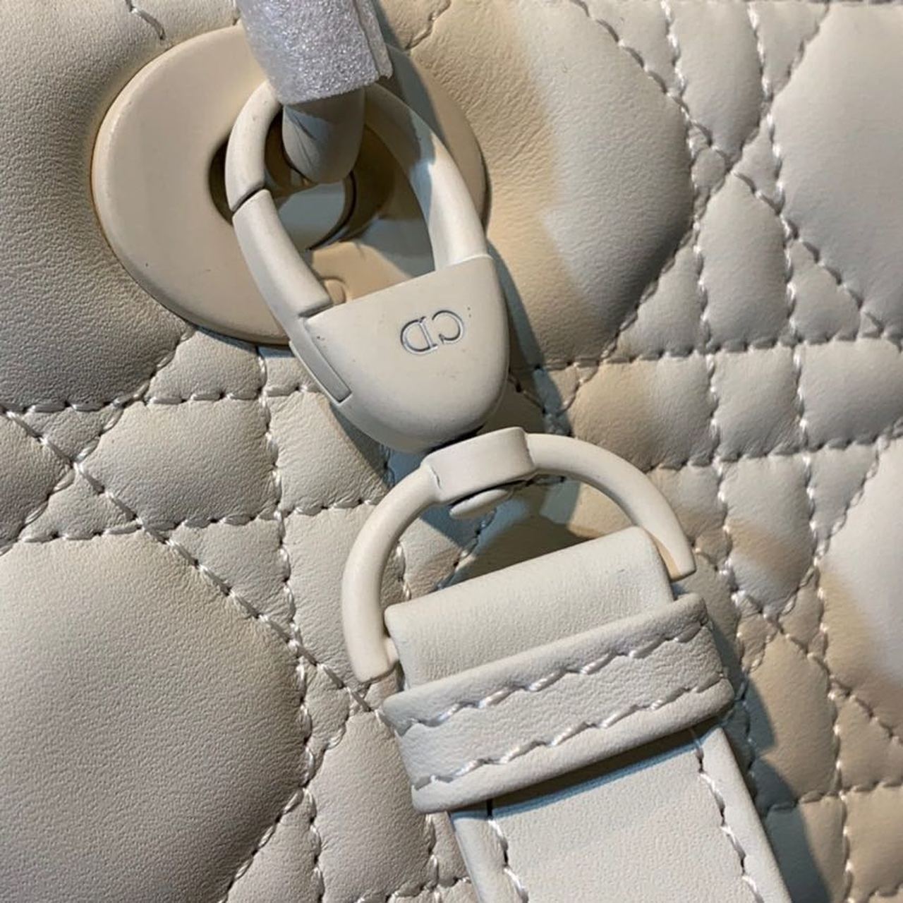 Christian Dior Medium Lady Dior Bag White For Women 9.5in/24cm CD