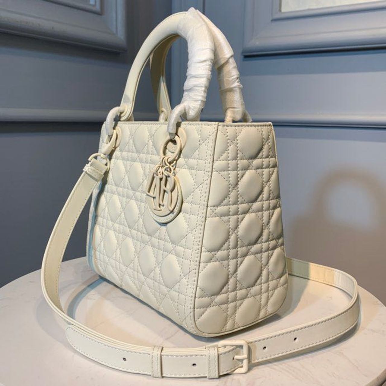 Christian Dior Medium Lady Dior Bag White For Women 9.5in/24cm CD