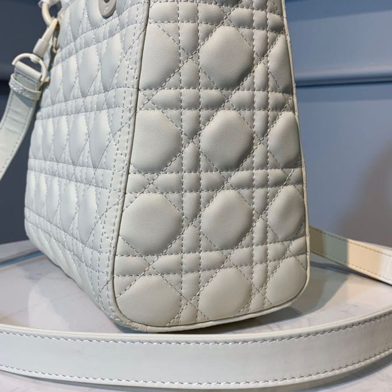 Christian Dior Medium Lady Dior Bag White For Women 9.5in/24cm CD