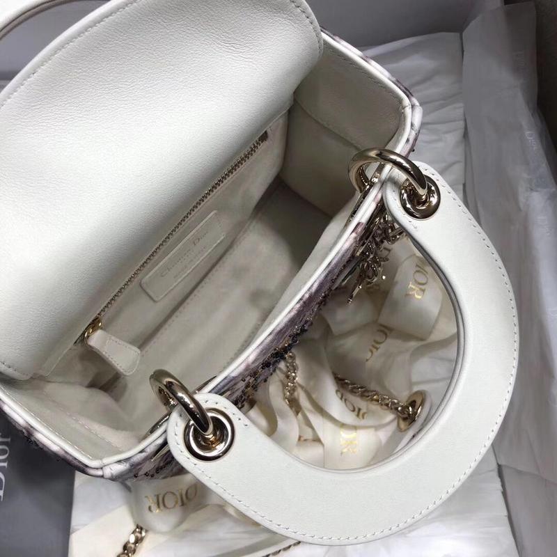 Christian Dior Medium Lady Dior Jardin De Midi Bag Multicolor Beige Black For Women 9.5in/24cm CD