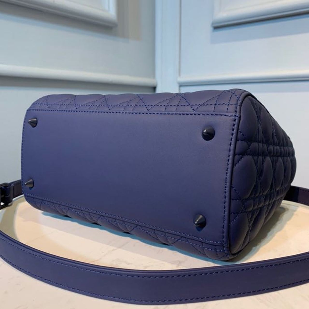 Christian Dior Medium Ultramatte Lady Dior Bag Blue For Women 9.5in/24cm CDILOI_M85B