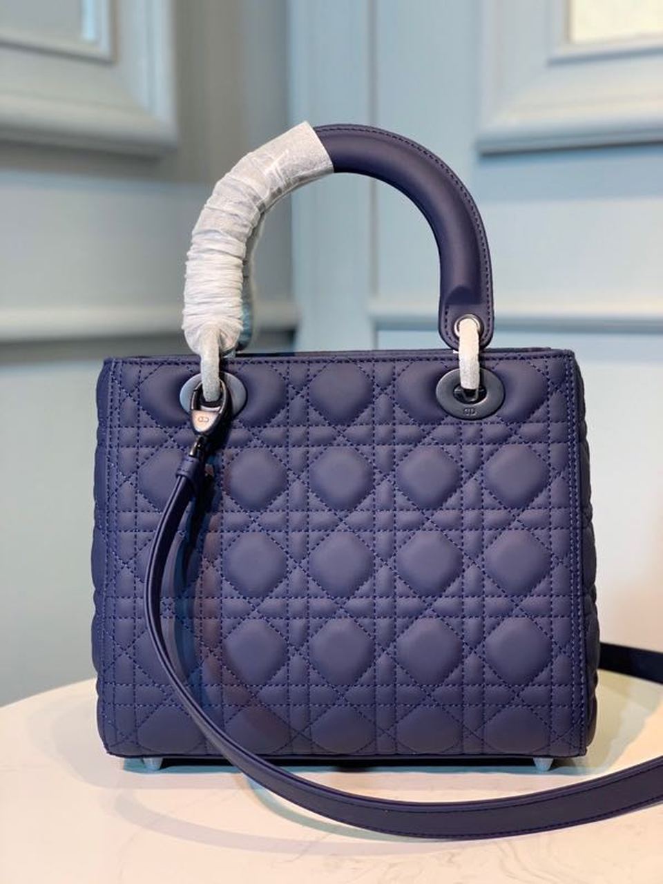 Christian Dior Medium Ultramatte Lady Dior Bag Blue For Women 9.5in/24cm CDILOI_M85B