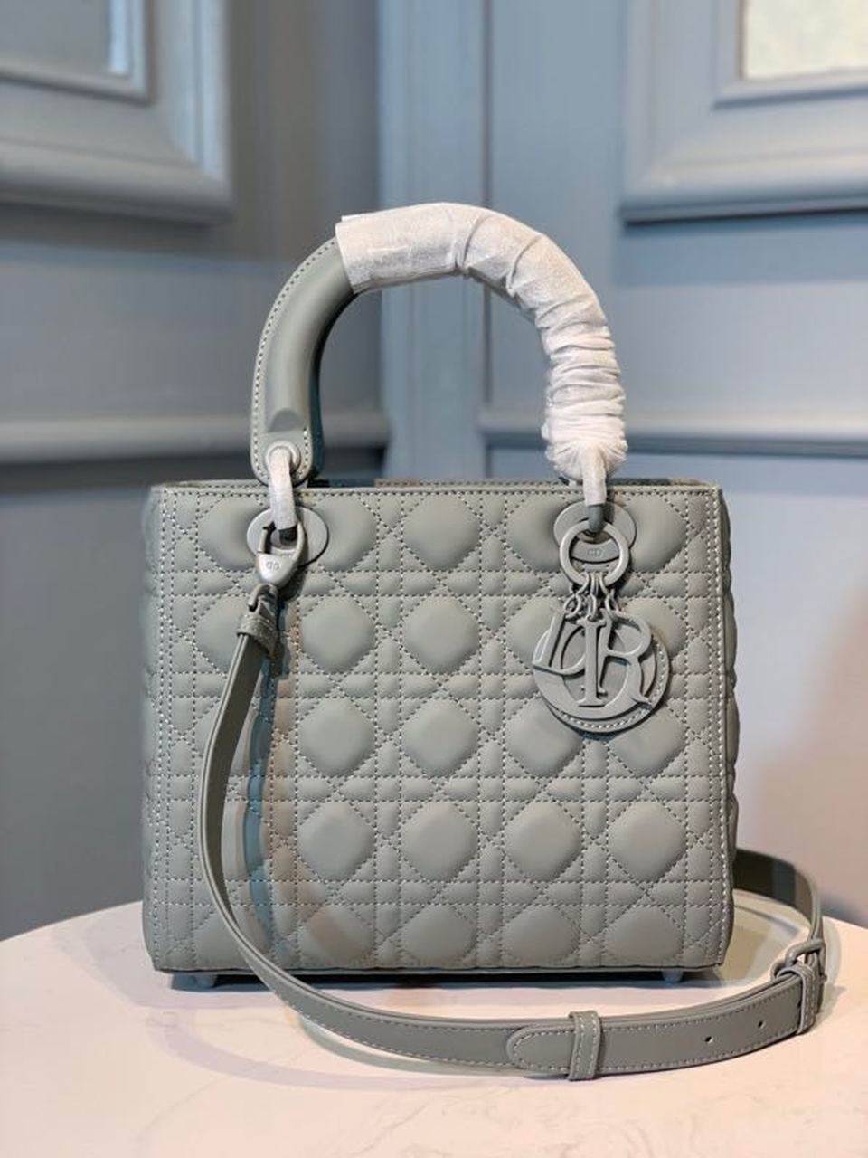 Christian Dior Medium Ultramatte Lady Dior Bag Grey For Women 9.5in/24cm CDILOI_M41G