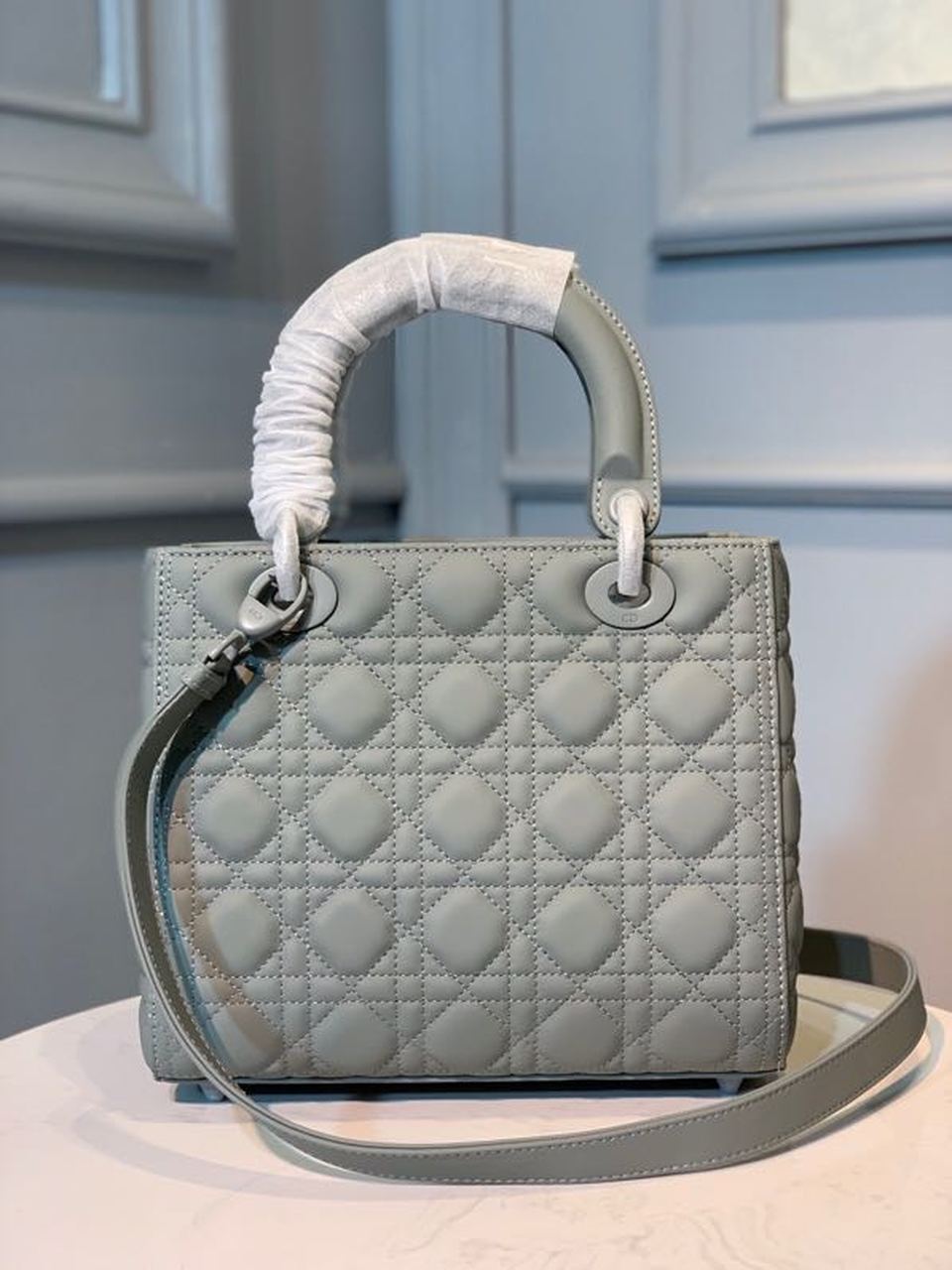 Christian Dior Medium Ultramatte Lady Dior Bag Grey For Women 9.5in/24cm CDILOI_M41G
