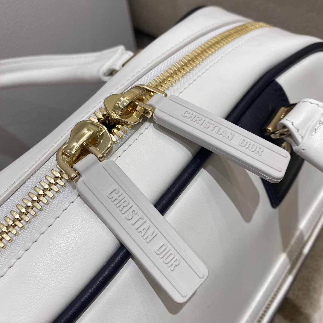 Christian Dior Medium Vibe Zip Bowling Bag, White, For Men/Women Bowling Bags, 34cm CDOOBR_