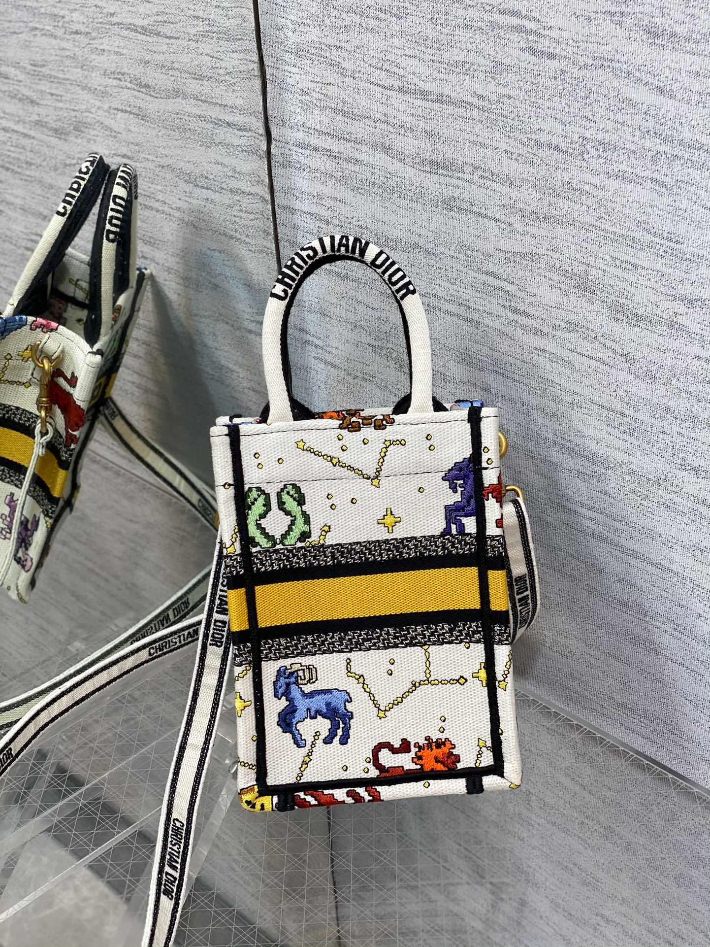 Christian Dior Mimi Dior Book Tote Phone Bag Yellow, For Women, Women’s Handbags 7in/18cm