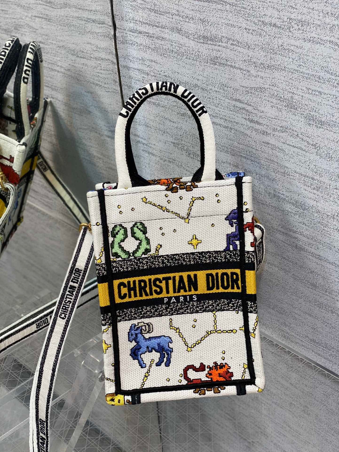 Christian Dior Mimi Dior Book Tote Phone Bag Yellow, For Women, Women’s Handbags 7in/18cm