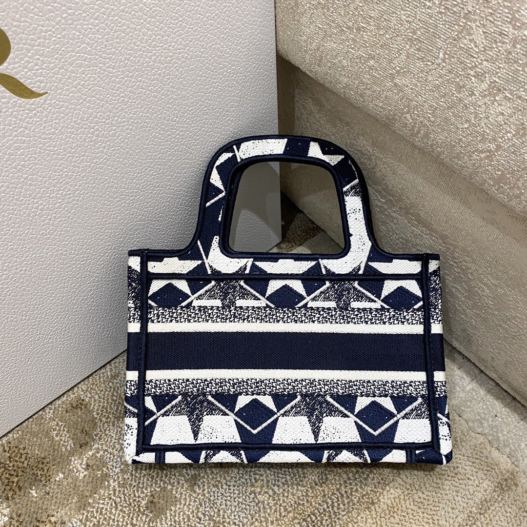 Christian Dior Mini Book Tote Bag in Dior Étoile Embroidery Dior Bag,  Blue/White, For Women Women’s Handbags, 22.5cm CD