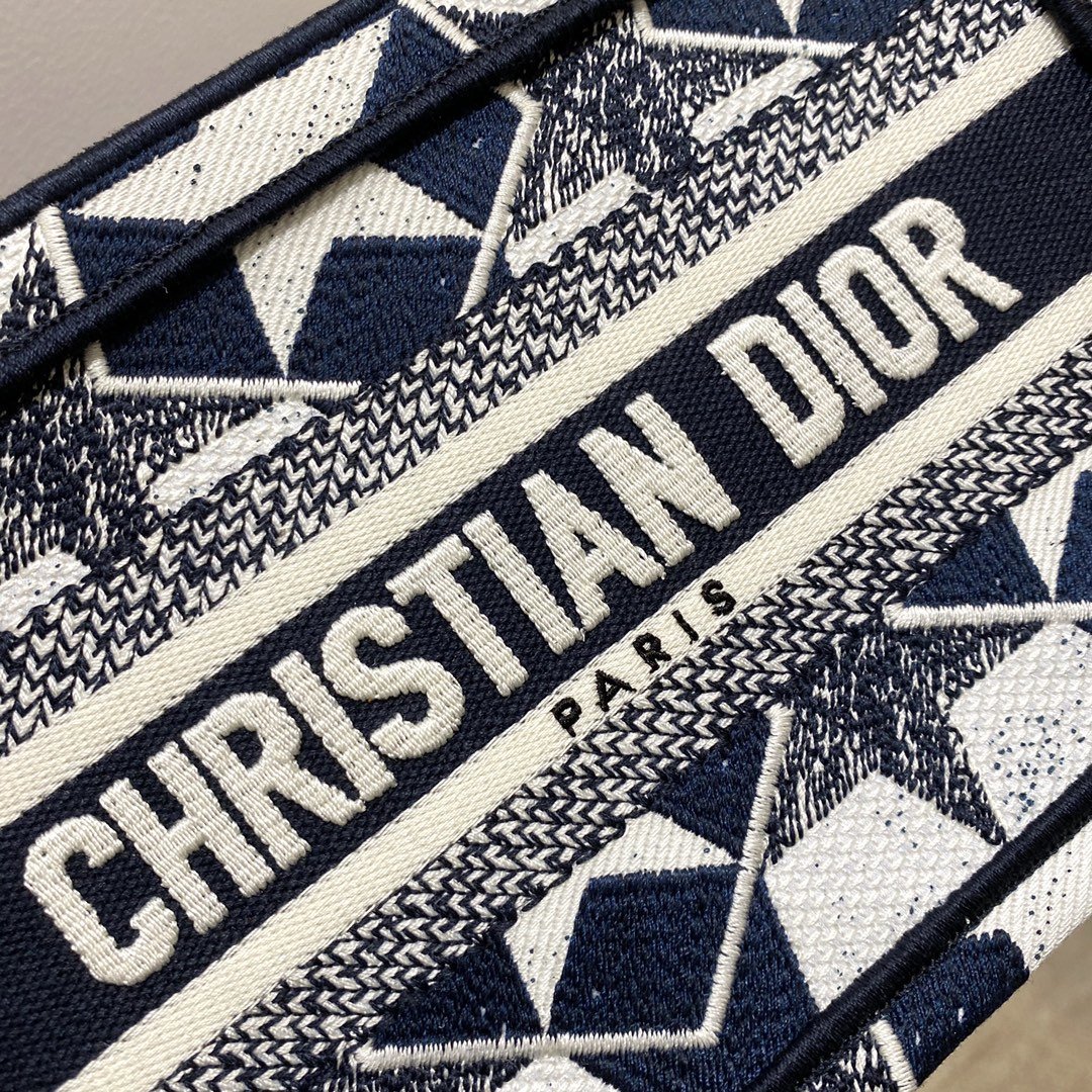 Christian Dior Mini Book Tote Bag in Dior Étoile Embroidery Dior Bag,  Blue/White, For Women Women’s Handbags, 22.5cm CD