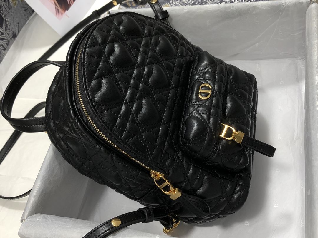 Christian Dior Mini Dior Backpack Cannage Black/White/Red For Men 8 in/21cm