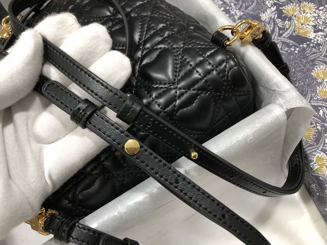 Christian Dior Mini Dior Backpack Cannage Black/White/Red For Men 8 in/21cm