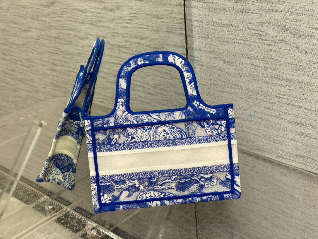Christian Dior Mini Dior Book Tote Blue, For Women Women’s Handbags 9in/23cm CD