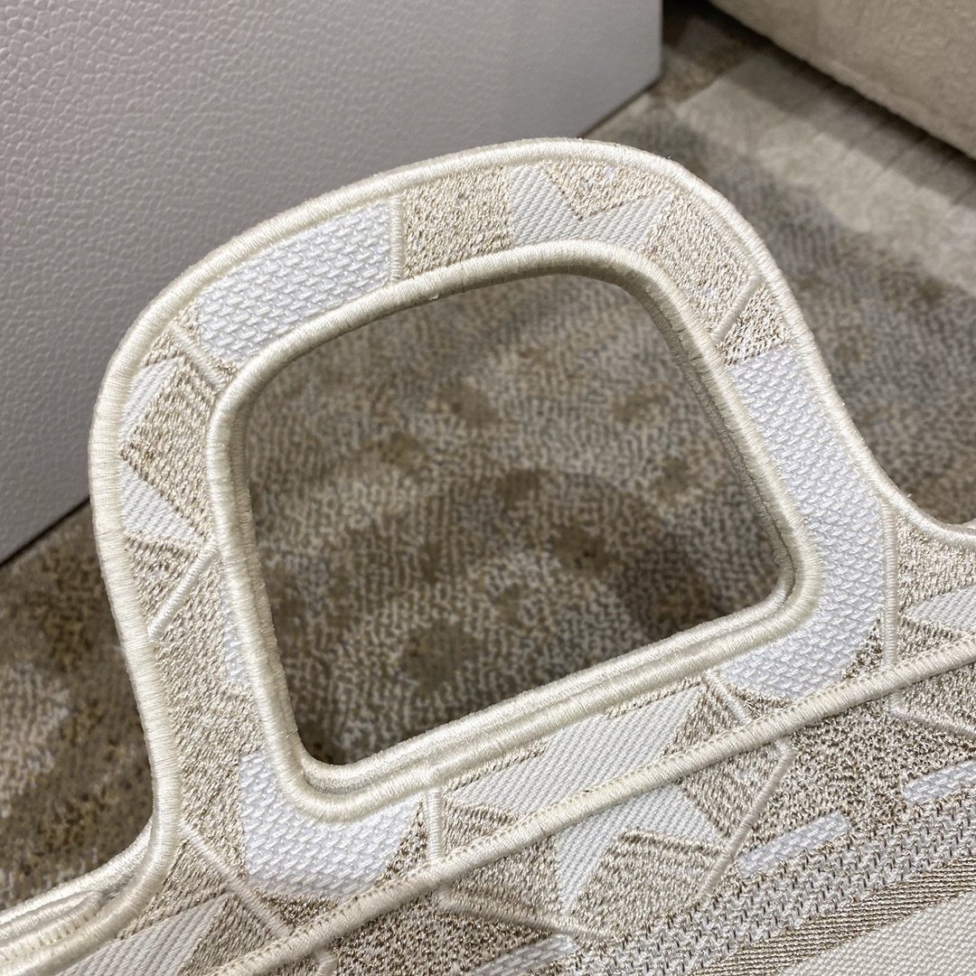 Christian Dior Mini Dior Book Tote Embroidery Stars Gold Dior Bag, Beige, For Women Women’s Handbags, 9in/23cm CD