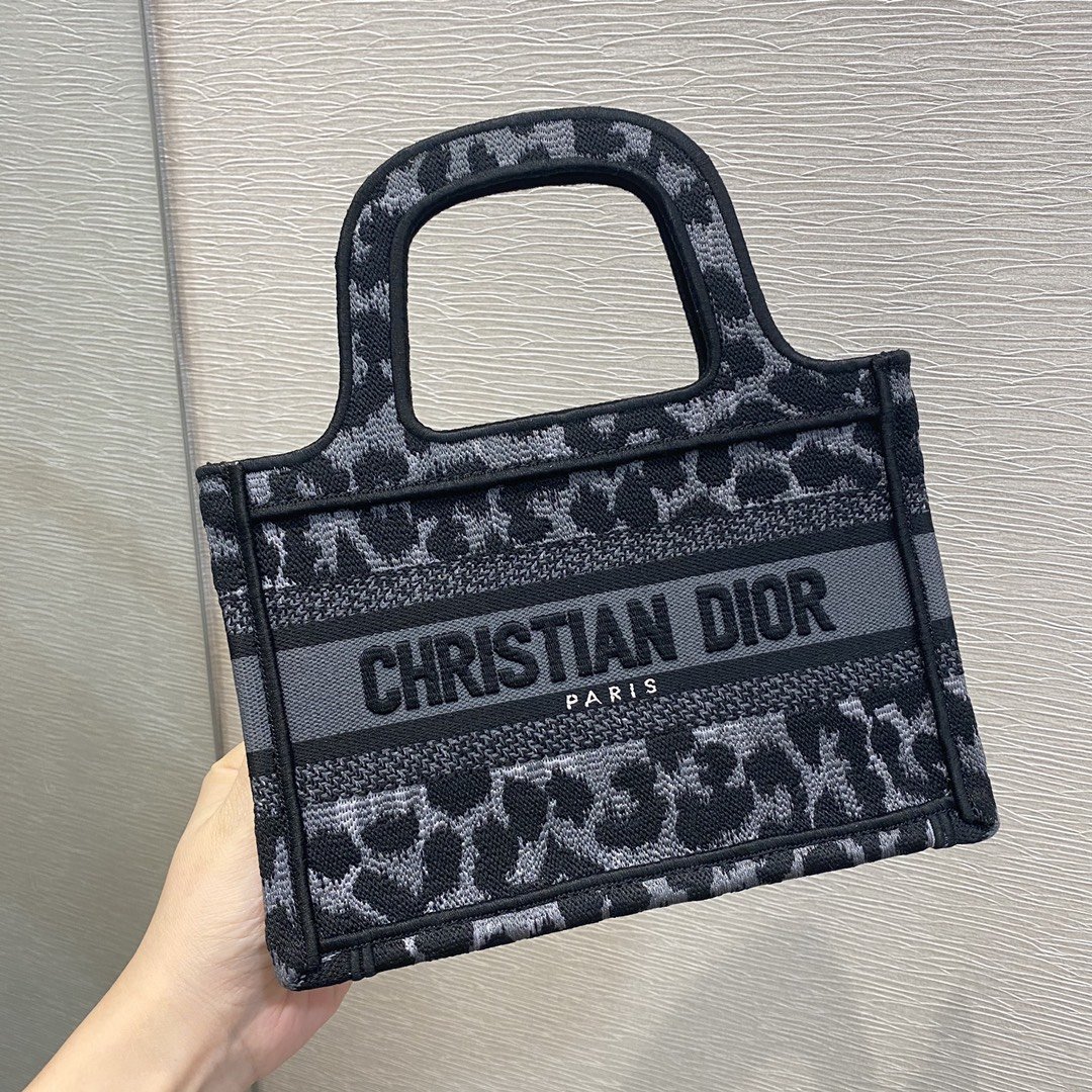 Christian Dior Mini Dior Book Tote Mizza Embroidery, Blue/Black, For Women Women’s Handbags, 9in/23cm CDZRHM_
