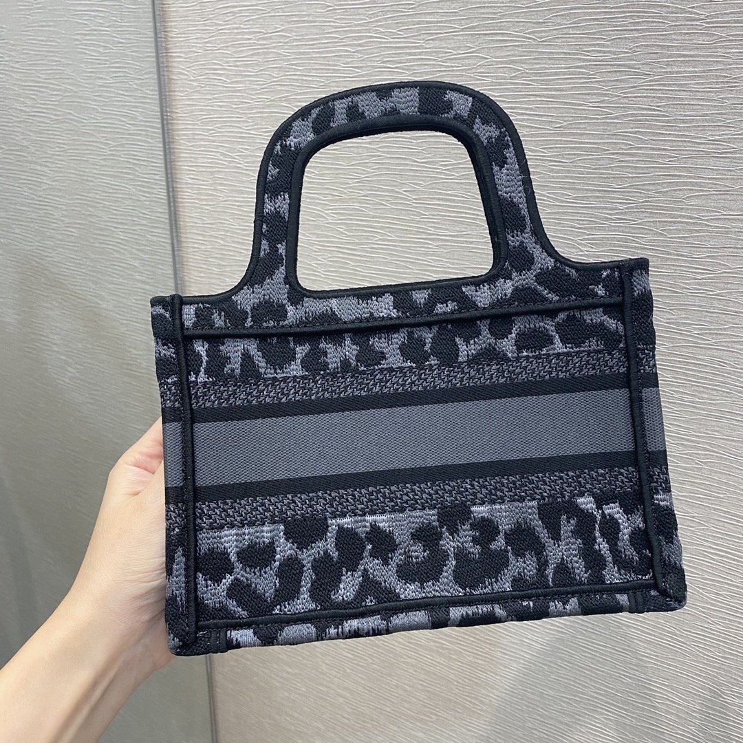 Christian Dior Mini Dior Book Tote Mizza Embroidery, Blue/Black, For Women Women’s Handbags, 9in/23cm CDZRHM_