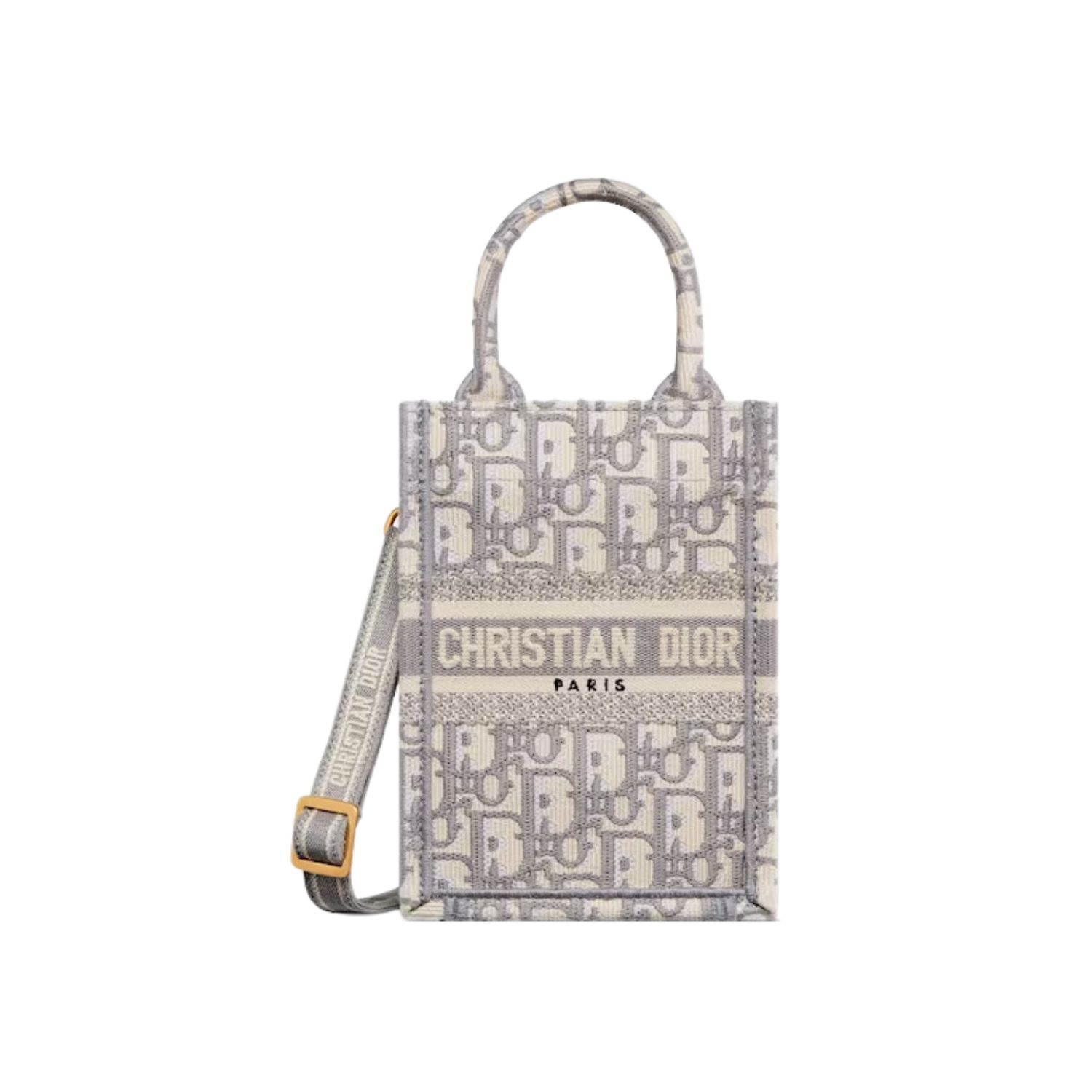 Christian Dior Mini Dior Book Tote Phone Bag Gray For WomenCRIW_M932- 7 Inches/ 18 Cm