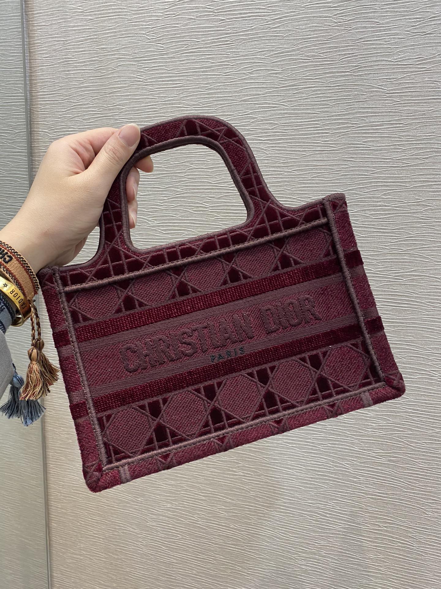 Christian Dior Mini Dior Book Tote Red Embroidery Red For Women Women’s Handbag 9in/23cm CD