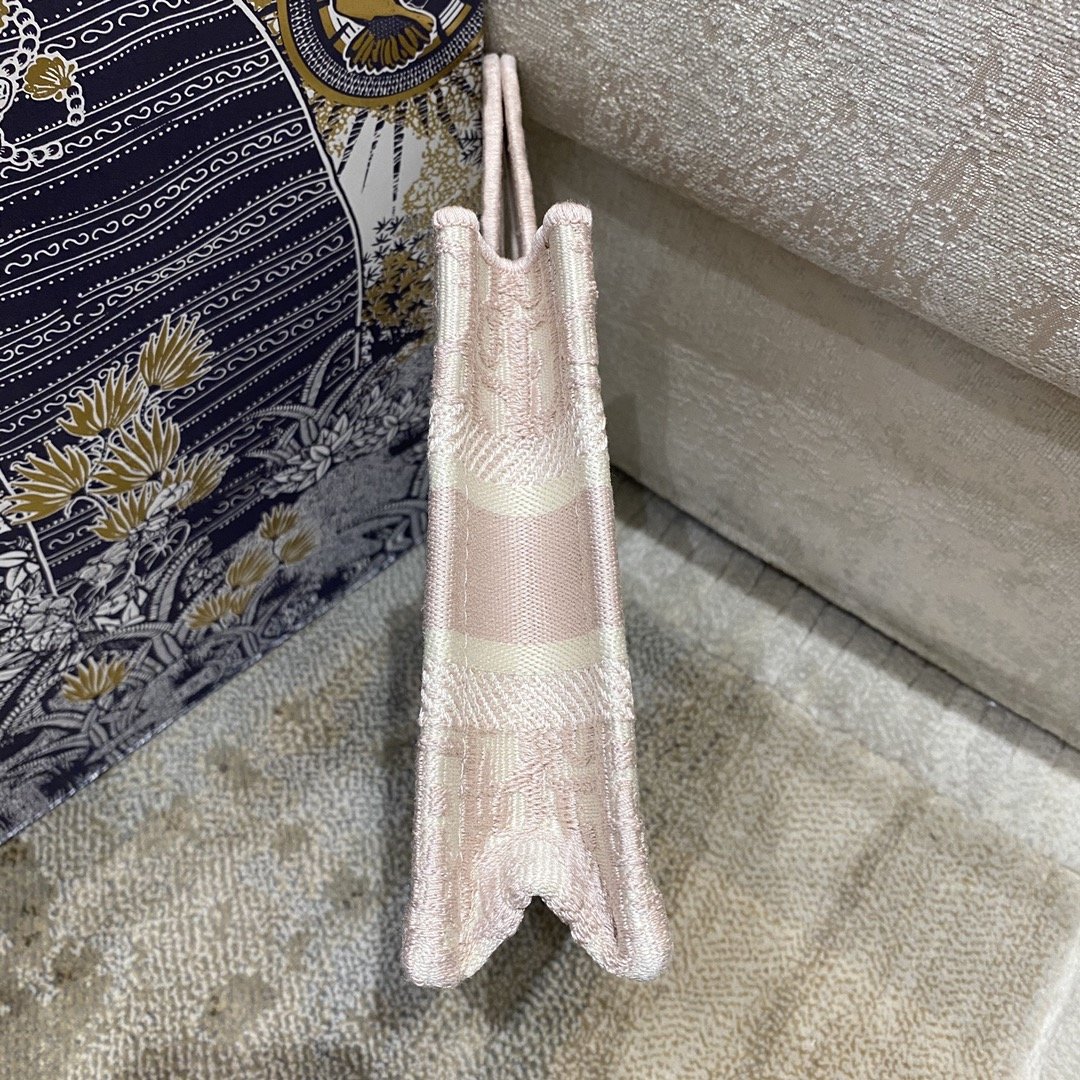 Christian Dior Mini Dior Book Tote Rose Des Vents Dior Oblique Embroidery, Light Pink, For Women Women’s Handbags, 9in/23cm CD