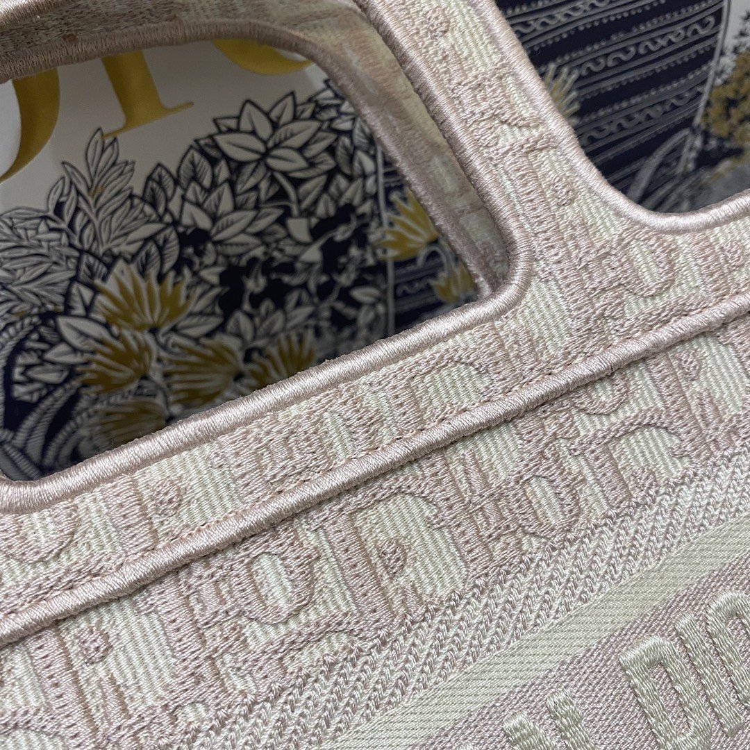 Christian Dior Mini Dior Book Tote Rose Des Vents Dior Oblique Embroidery, Light Pink, For Women Women’s Handbags, 9in/23cm CD