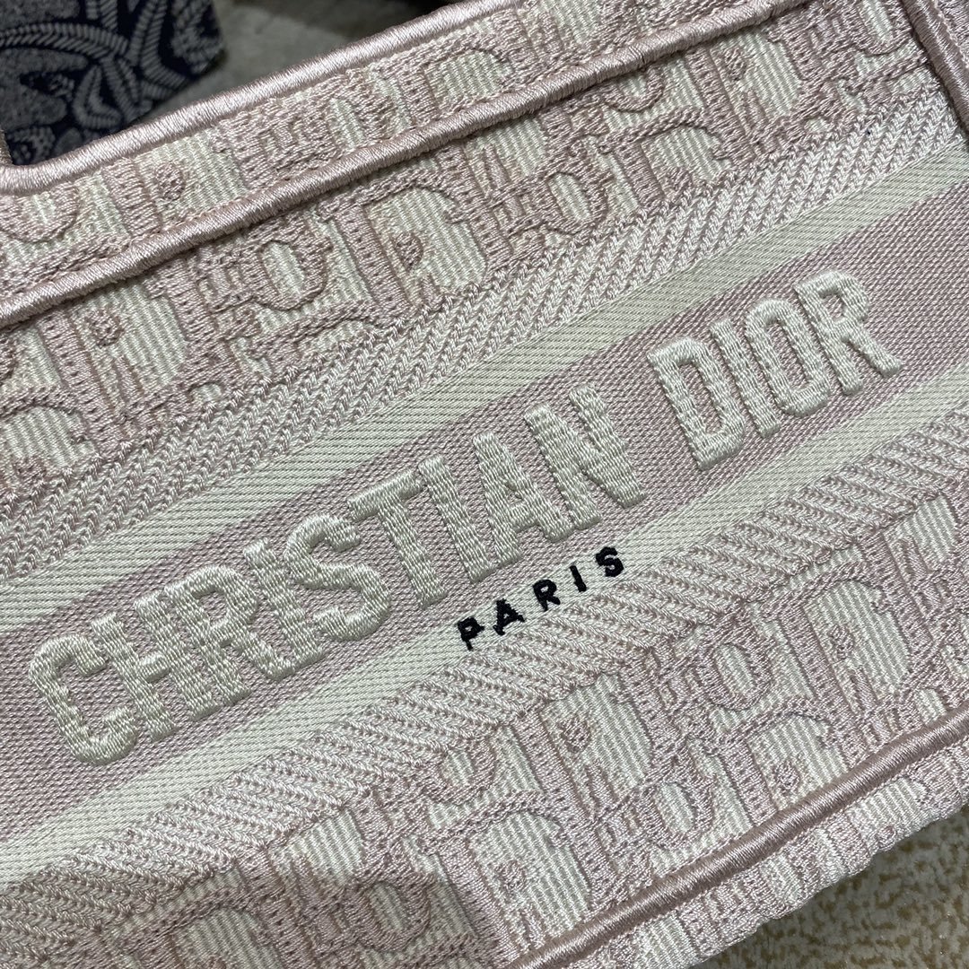 Christian Dior Mini Dior Book Tote Rose Des Vents Dior Oblique Embroidery, Light Pink, For Women Women’s Handbags, 9in/23cm CD