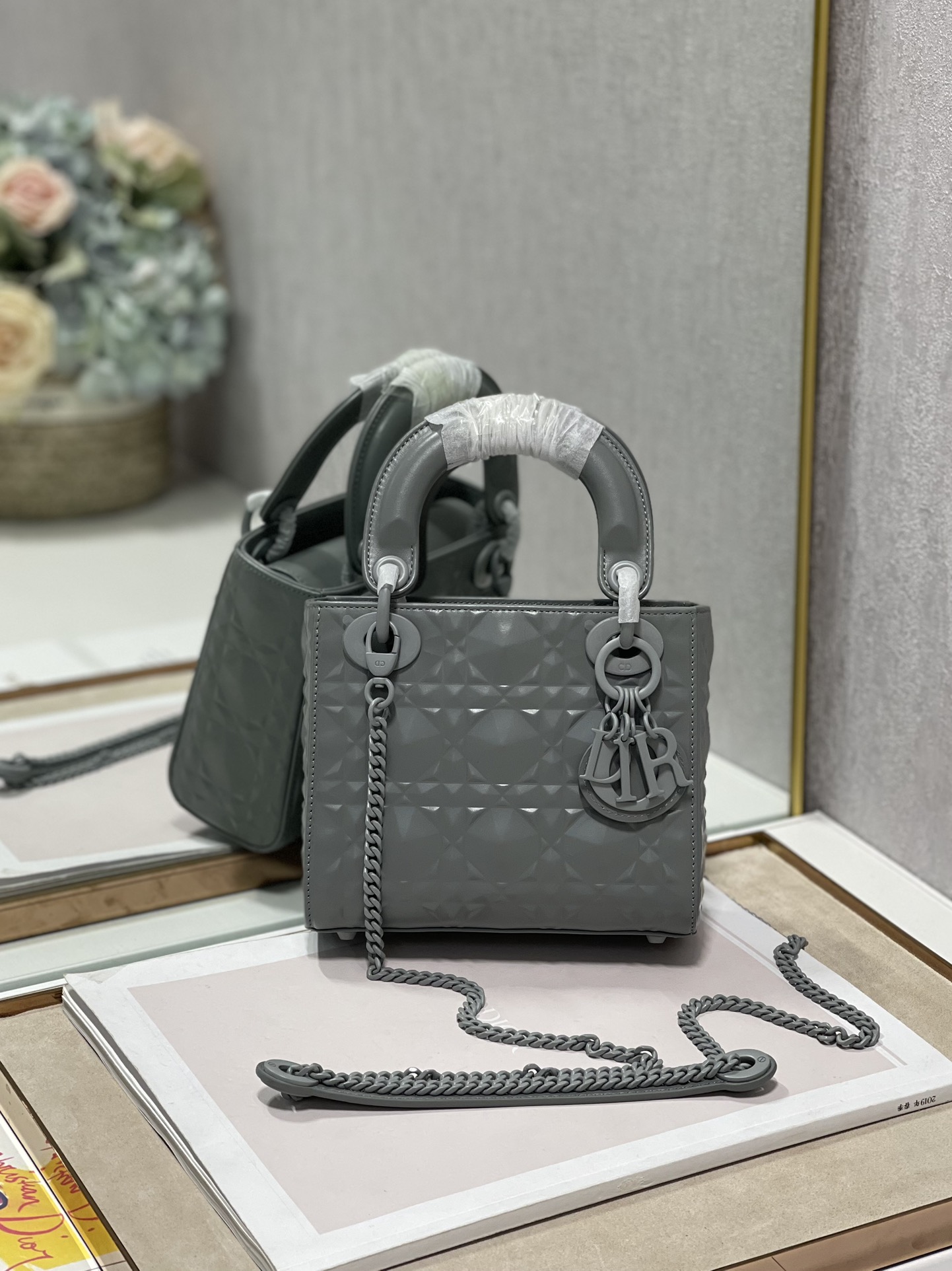 Christian Dior Mini Lady Dior Bag, Dark Grey, For Women Women’s Handbags, Crossbody Bags, 17cm CD