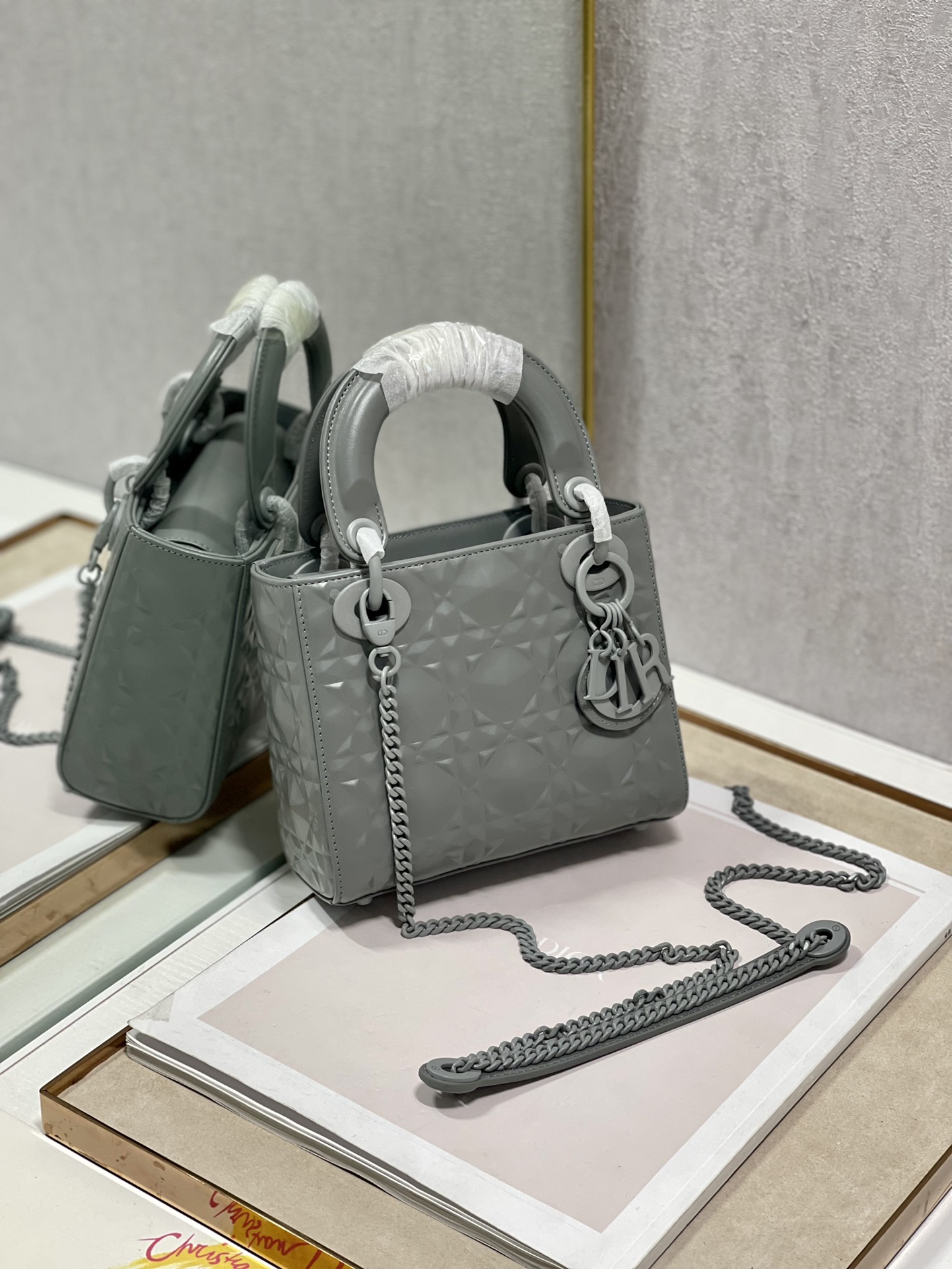 Christian Dior Mini Lady Dior Bag, Dark Grey, For Women Women’s Handbags, Crossbody Bags, 17cm CD