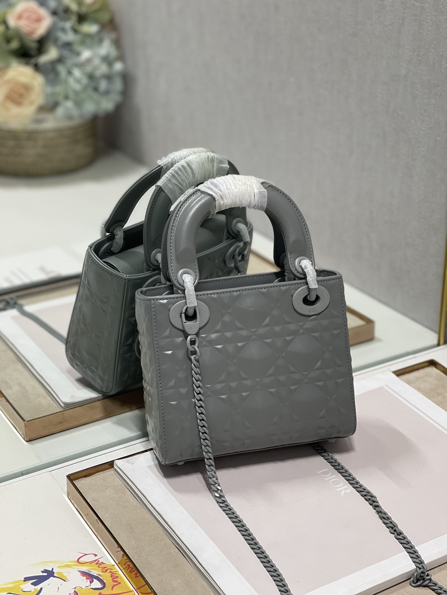 Christian Dior Mini Lady Dior Bag, Dark Grey, For Women Women’s Handbags, Crossbody Bags, 17cm CD