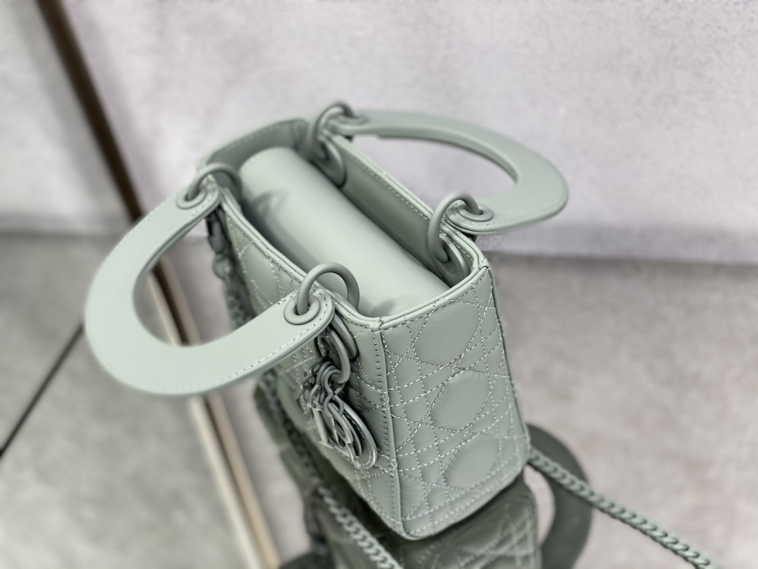 Christian Dior Mini Lady Dior Bag Black/Jade Green/White/Beige For Women 6.5in/17cm