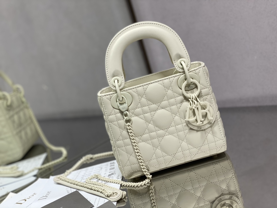 Christian Dior Mini Lady Dior Bag Black/Jade Green/White/Beige For Women 6.5in/17cm