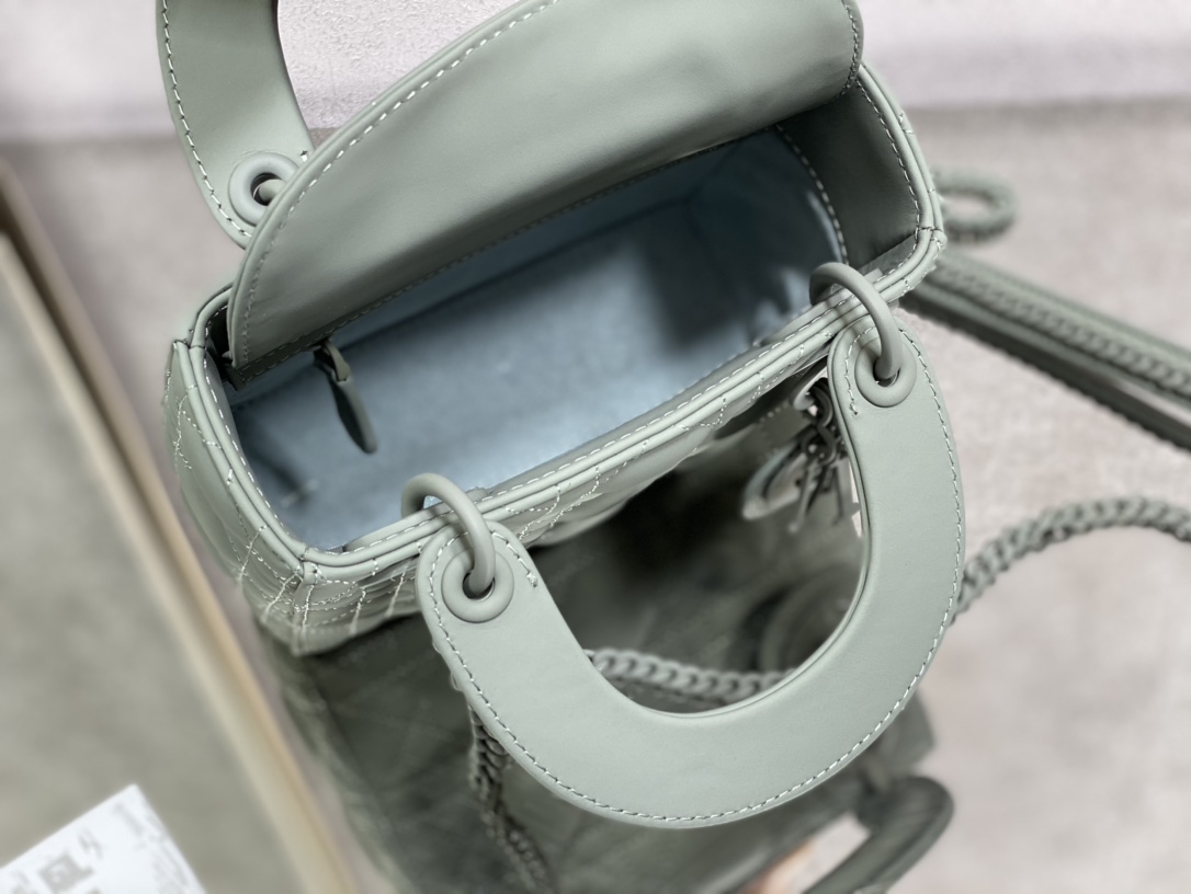 Christian Dior Mini Lady Dior Bag Black/Jade Green/White/Beige For Women 6.5in/17cm