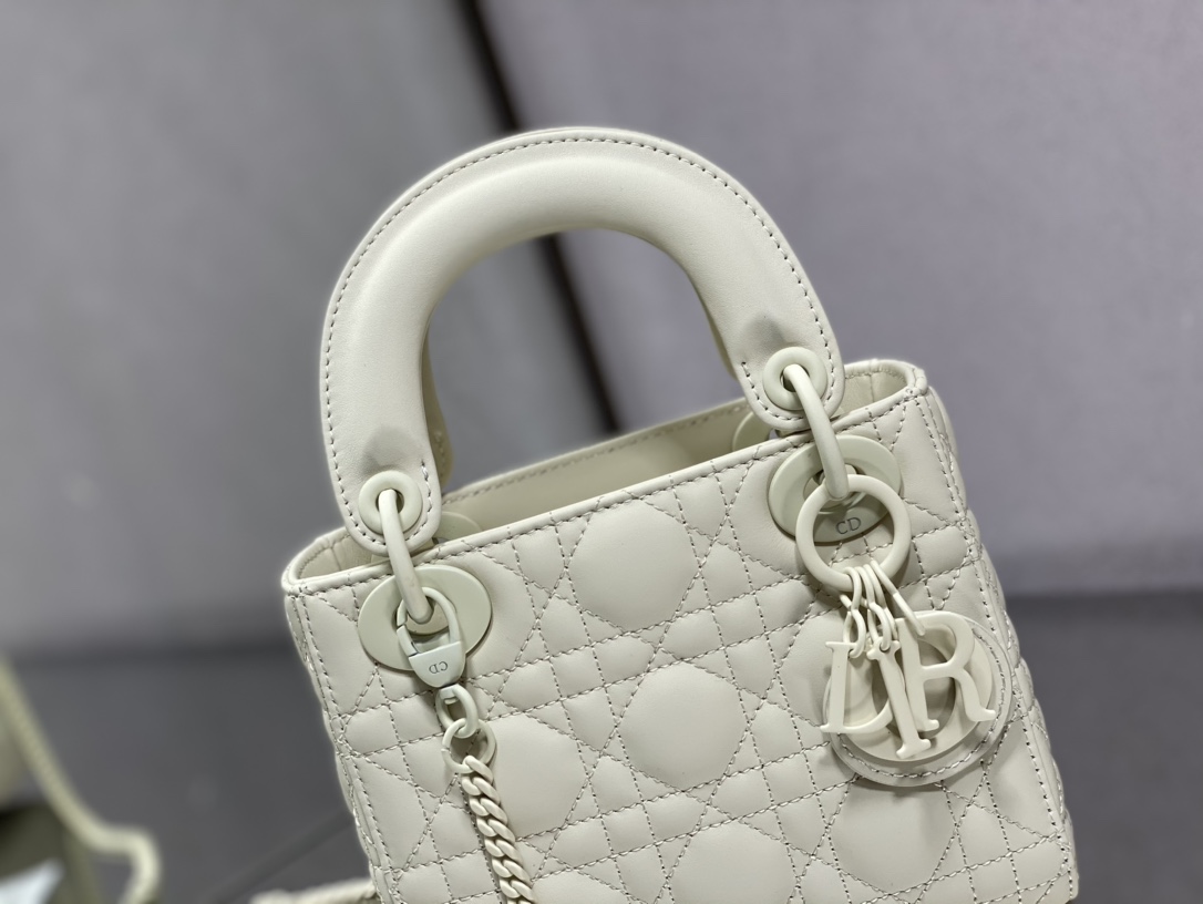 Christian Dior Mini Lady Dior Bag Black/Jade Green/White/Beige For Women 6.5in/17cm