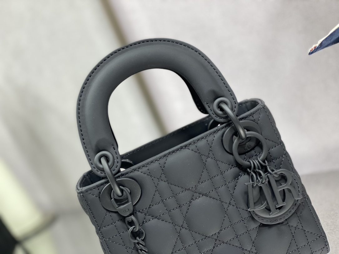 Christian Dior Mini Lady Dior Bag Black/Jade Green/White/Beige For Women 6.5in/17cm