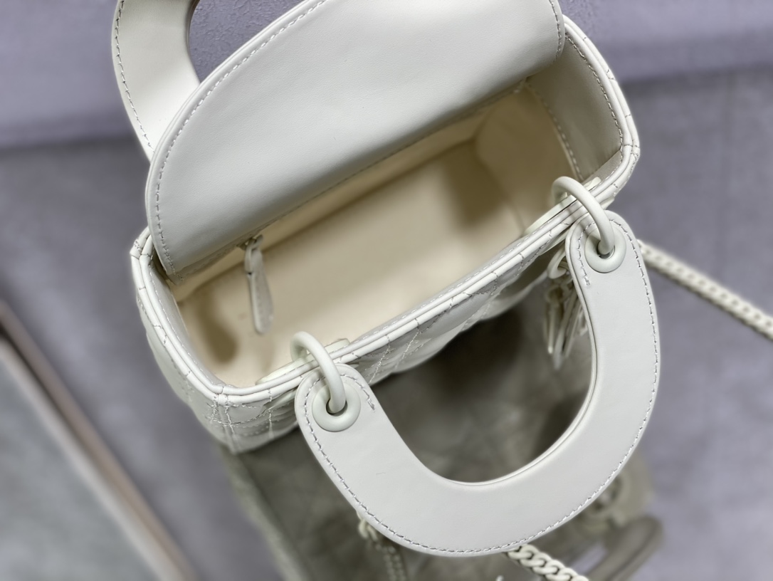 Christian Dior Mini Lady Dior Bag Black/Jade Green/White/Beige For Women 6.5in/17cm