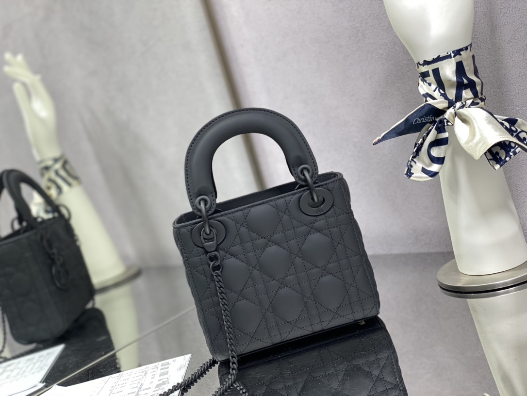 Christian Dior Mini Lady Dior Bag Black/Jade Green/White/Beige For Women 6.5in/17cm