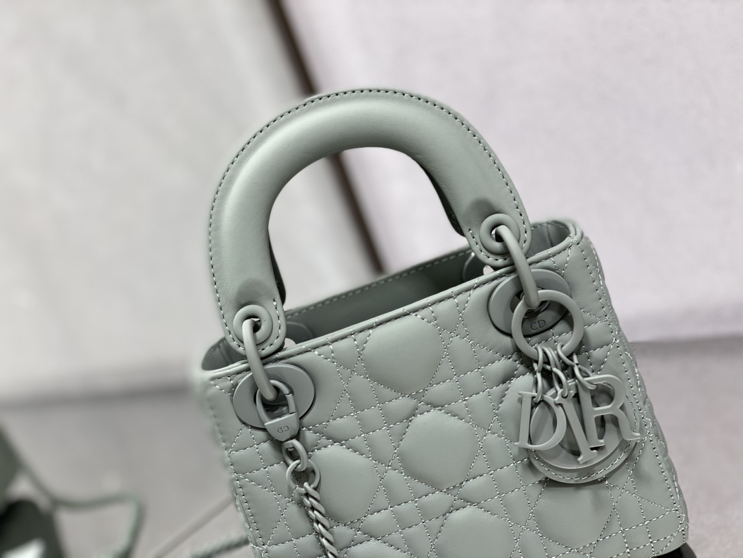 Christian Dior Mini Lady Dior Bag Black/Jade Green/White/Beige For Women 6.5in/17cm