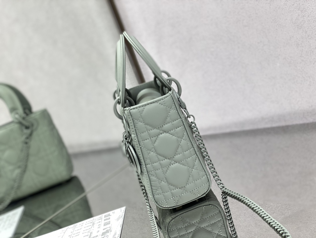 Christian Dior Mini Lady Dior Bag Black/Jade Green/White/Beige For Women 6.5in/17cm