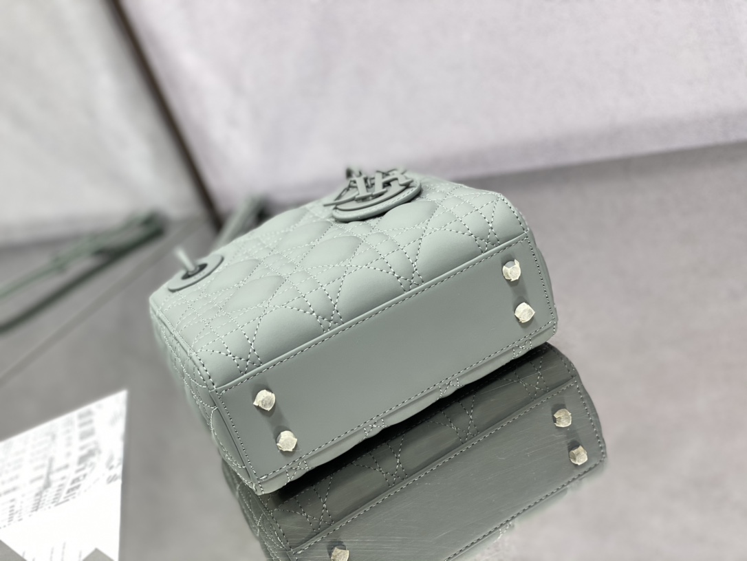 Christian Dior Mini Lady Dior Bag Black/Jade Green/White/Beige For Women 6.5in/17cm