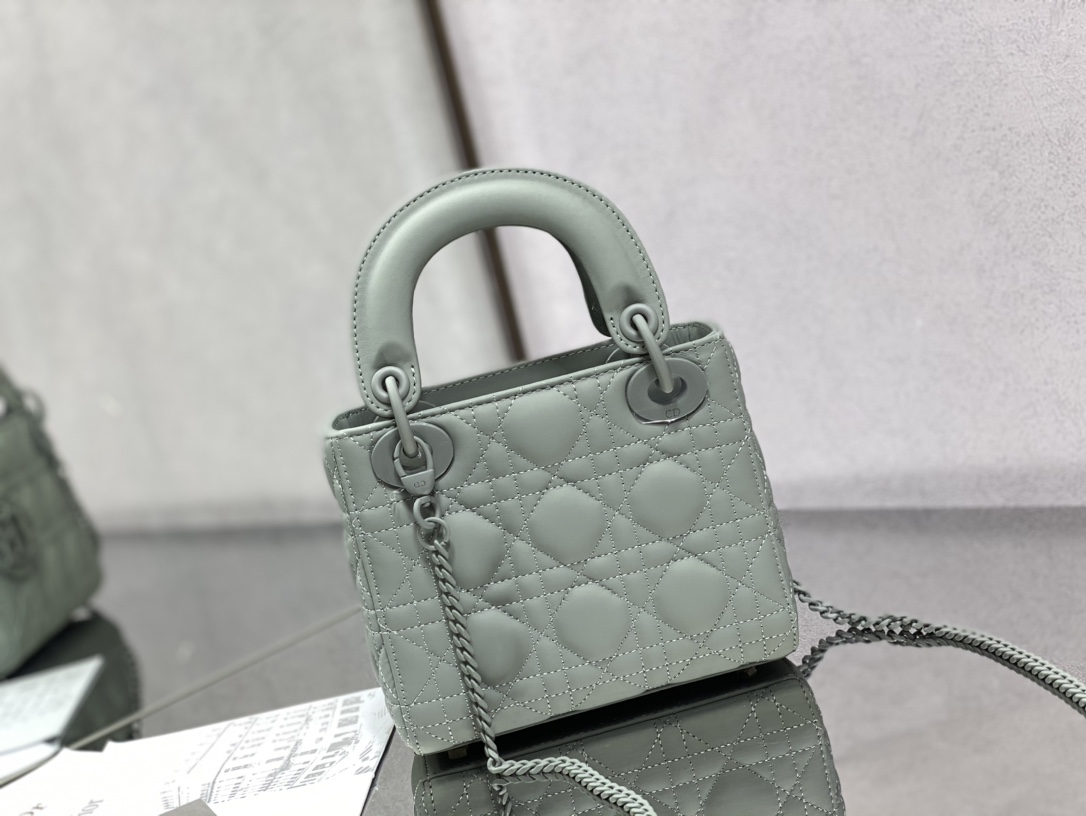 Christian Dior Mini Lady Dior Bag Black/Jade Green/White/Beige For Women 6.5in/17cm