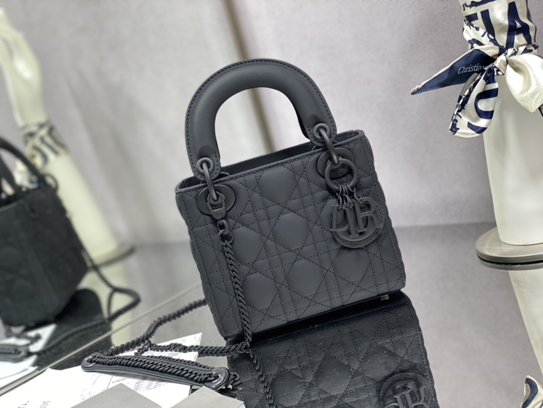 Christian Dior Mini Lady Dior Bag Black/Jade Green/White/Beige For Women 6.5in/17cm