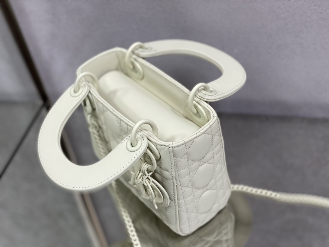 Christian Dior Mini Lady Dior Bag Black/Jade Green/White/Beige For Women 6.5in/17cm