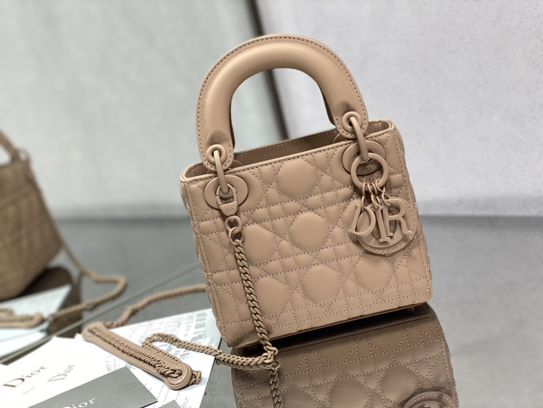 Christian Dior Mini Lady Dior Bag Black/Jade Green/White/Beige For Women 6.5in/17cm