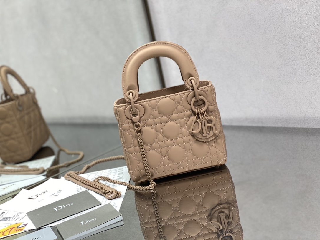 Christian Dior Mini Lady Dior Bag Black/Jade Green/White/Beige For Women 6.5in/17cm