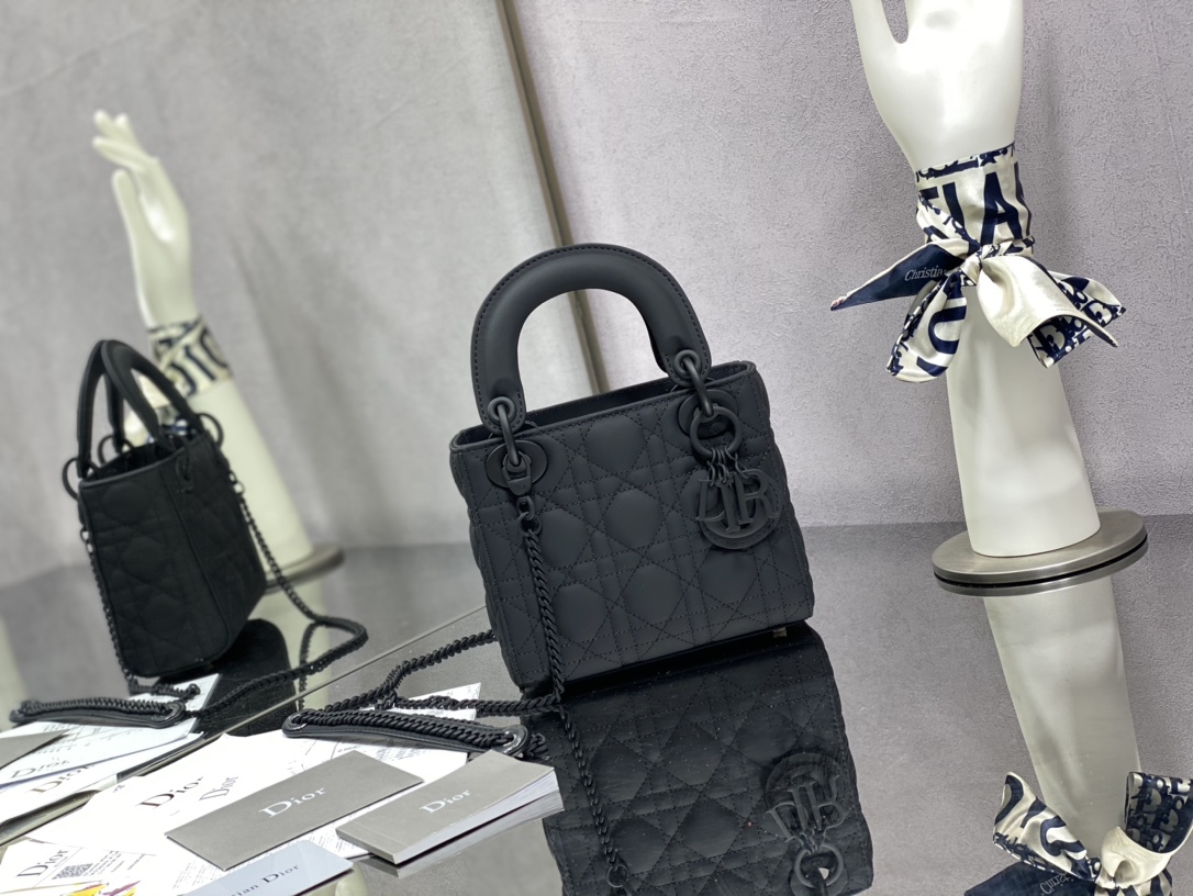 Christian Dior Mini Lady Dior Bag Black/Jade Green/White/Beige For Women 6.5in/17cm