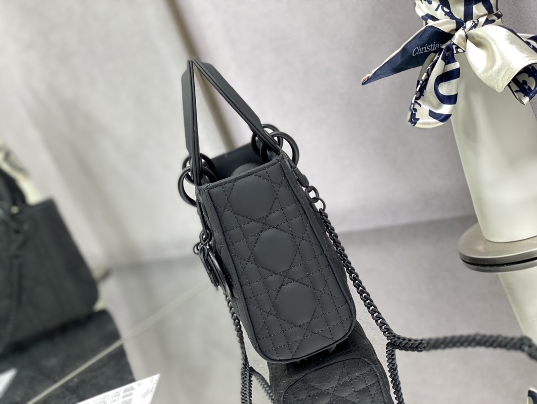 Christian Dior Mini Lady Dior Bag Black/Jade Green/White/Beige For Women 6.5in/17cm